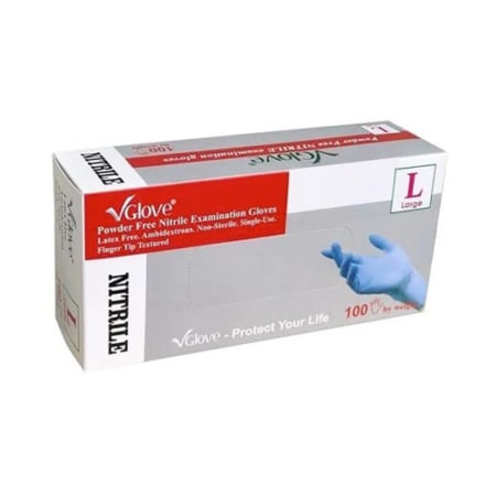 Disposable Gloves, Nitrile, Powder Free, Blue, XL, 10 PK